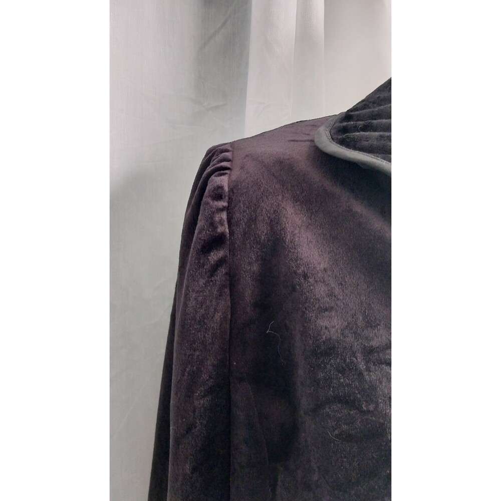 Vintage Leslie Fay 1970s Velvet Cropped Jacket Black Open Front - Picture 3 of 6
